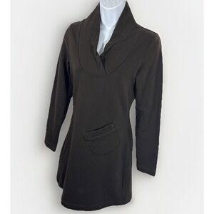 Lolë Women's S Brown Mock Neck Long Sleeve Tunic Dress Organic Cotton Stretch